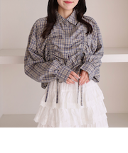 チェックショートドロストシャツ