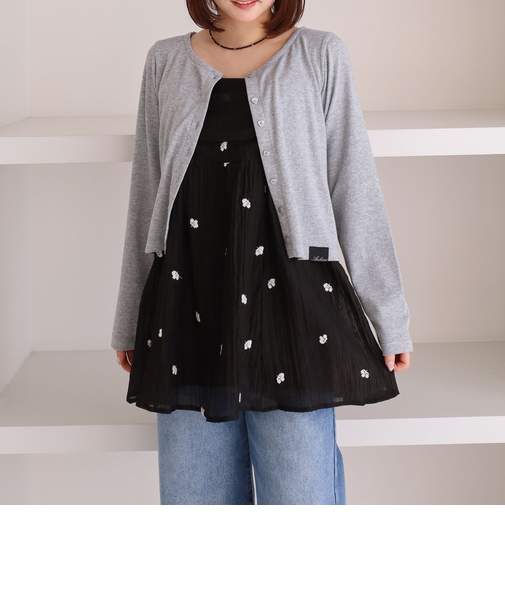 花柄刺繍ミニキャミワンピース