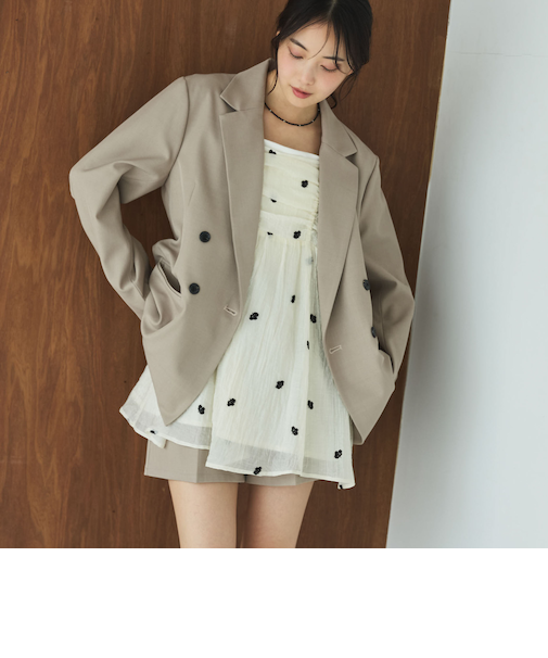 花柄刺繍ミニキャミワンピース