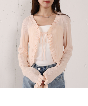 【高機能】ランダムリブフリルニットカーディガン