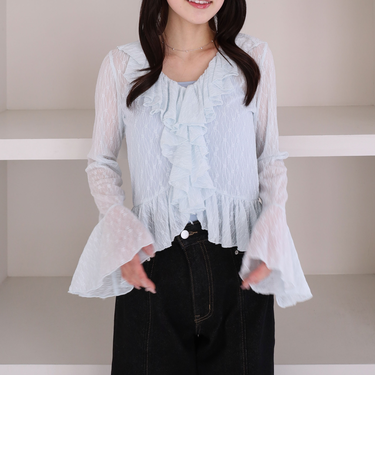 カットレースラッフルフリルＴＯＰＳ