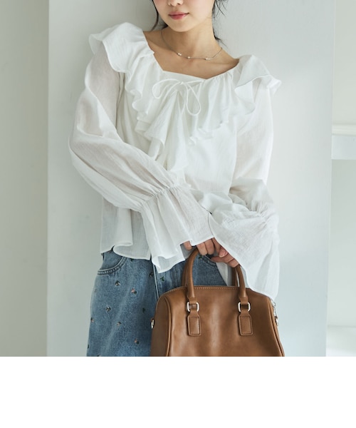 美品　セオリー　ラッフルフリルブラウス 22SS アイボリー ラッフルフリルブラウス｜アルシーヴの通販｜&mall（アンドモール