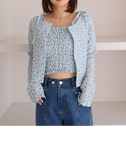 小花柄シャーリングビスチェカットアンサンブル