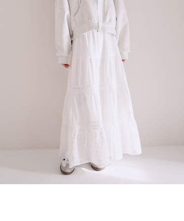 コットンレースティアードスカート