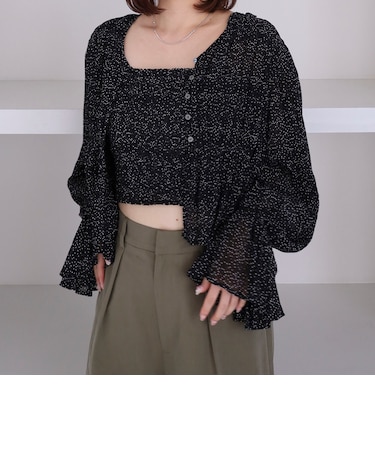 ドットアソート楊柳ブラウスアンサンブル