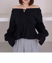 からみ刺繍２ｗａｙオフショルペプラムブラウス