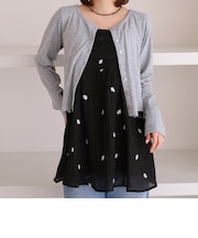 ハートボタンハリヌキカットカーディガン