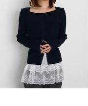 フロントボタンライトオフショルニットプルオーバー