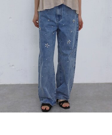 ビジューストレートデニム