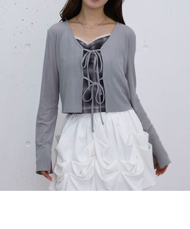 フロントリボンカットＣＤ＋チュールチェックキャミＳＥＴ