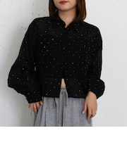 ラインストーンシアーショートシャツ