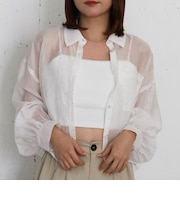 ラインストーンシアーショートシャツ