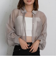 ラインストーンシアーショートシャツ