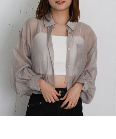 ラインストーンシアーショートシャツ