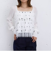 シアーニットボレロ＋花柄チュールペプラムキャミＳＥＴ