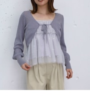 シアーニットボレロ＋花柄チュールペプラムキャミＳＥＴ