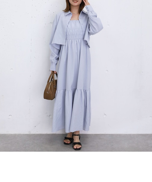 ショートシャツ×シャーリングキャミワンピースＳＥＴ