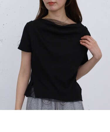 チュールレイヤードタックドレープカットＴＯＰＳ