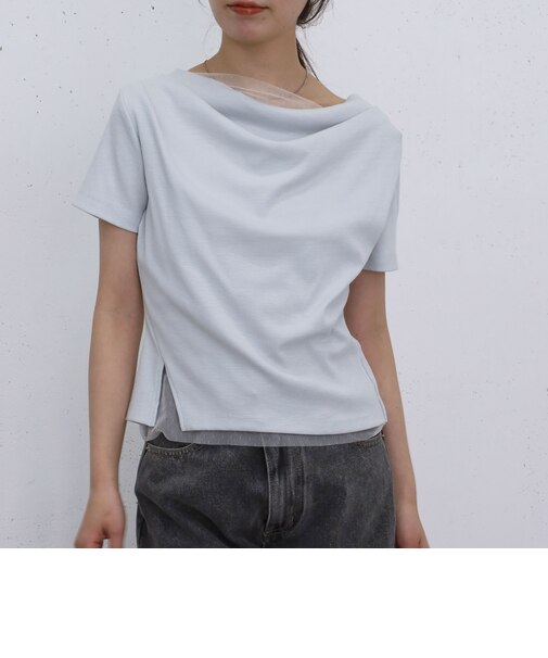 チュールレイヤードタックドレープカットＴＯＰＳ