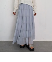 シアー楊柳ボリュームティアードスカート