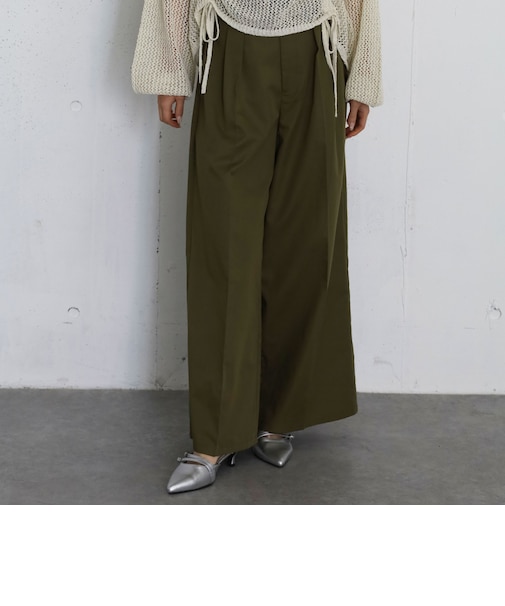 ベルト付きタックワイドチノパン