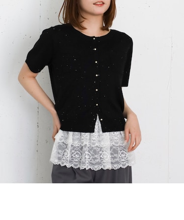 金釦スパンコールニットカーディガン