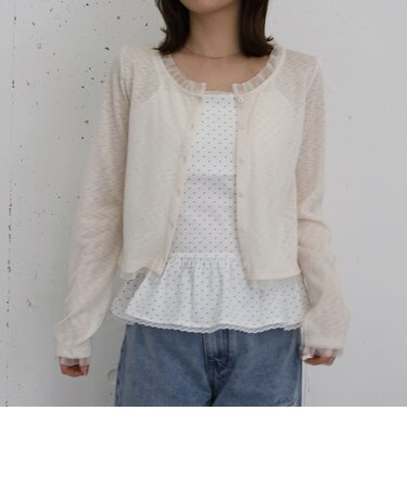 カップつきドットフリルキャミソール