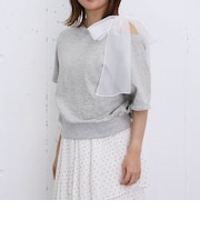 オーガンジーリボンオフショルスウェット