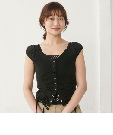 ハリヌキ２ｗａｙドロストカットＴＯＰＳ×ドットタンクＳＥＴ