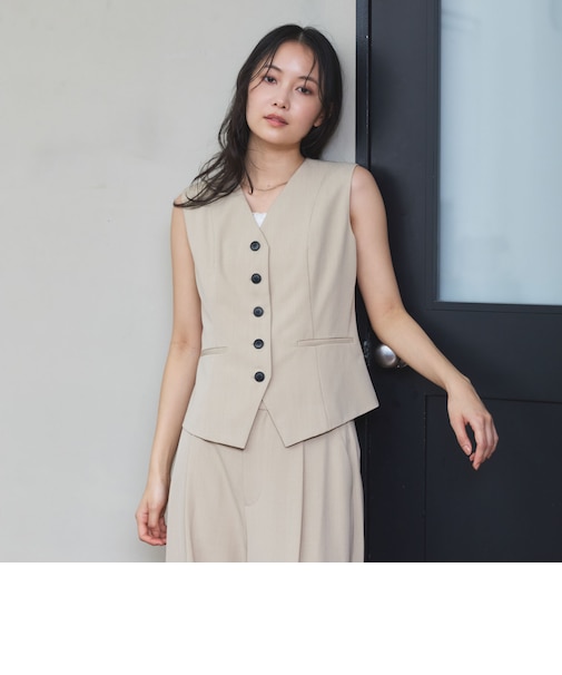 【ＯＮかわ】ウォッシャブル麻調ベスト