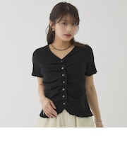ハーフスリーブフロントタックカットTOPS