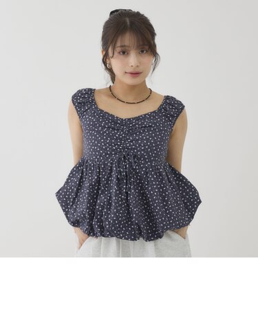 ２ｗａｙ花柄バルーンペプラムブラウス