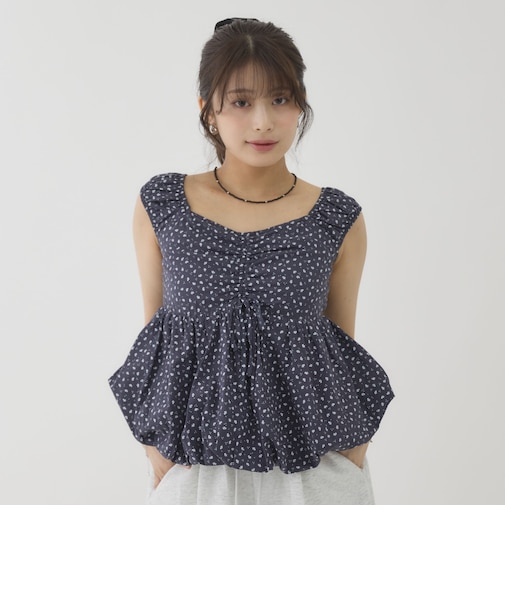 ２ｗａｙ花柄バルーンペプラムブラウス