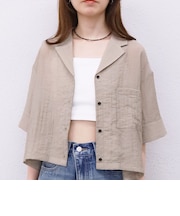 開衿シアーショートシャツ