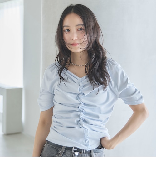ギャザーカットアウトトップ ONかわ】ギャザーカットTOPS｜アルシーヴの通販｜&mall（アンド