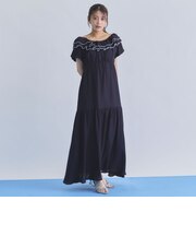 配色メローバックリボン２ｗａｙオフショルワンピース