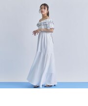 配色メローバックリボン２ｗａｙオフショルワンピース