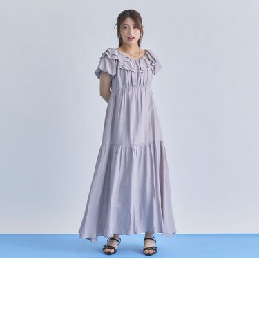 配色メローバックリボン２ｗａｙオフショルワンピース