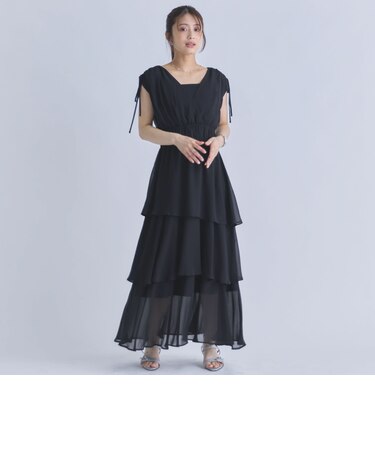 フリルティアードカシュクールノースリワンピース