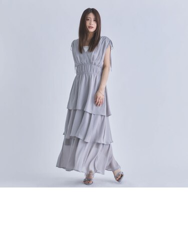 フリルティアードカシュクールノースリワンピース