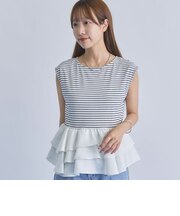 ボーダーアソートフリルドッキングノースリＴＯＰＳ