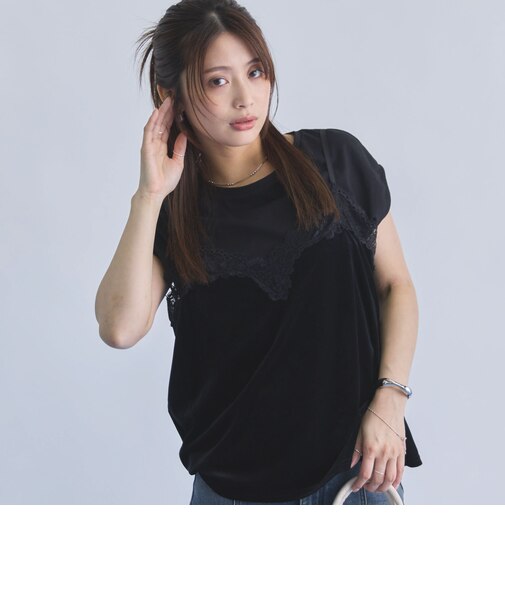 レーストリムベロアビスチェ×フレンチＴＥＥ　ＳＥＴ