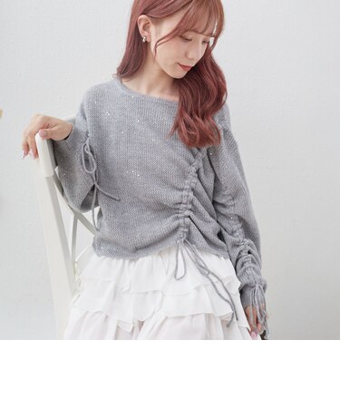 アシメドロストラメメッシュニットプルオーバー