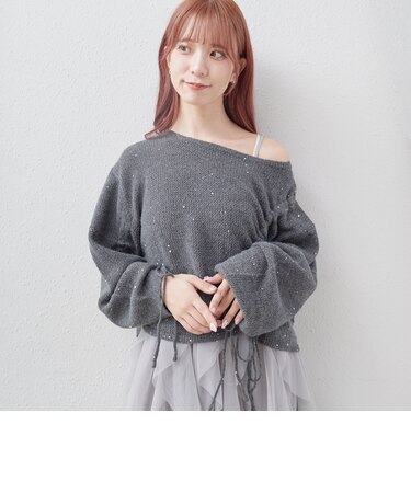 アシメドロストラメメッシュニットプルオーバー