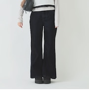 フロッキーストレートフレアデニムパンツ