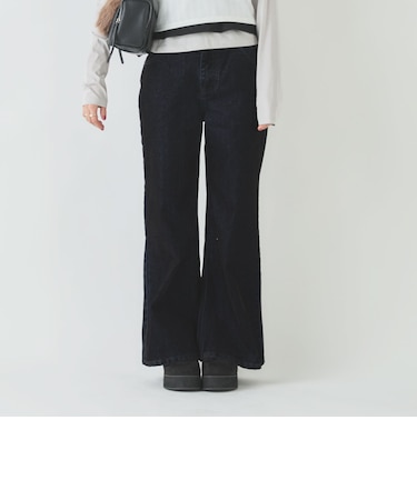 フロッキーストレートフレアデニムパンツ