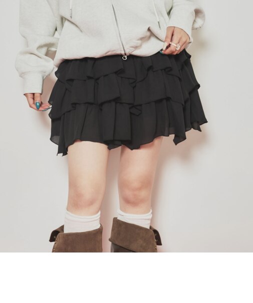 配色メローラウンドフリルミニＳＫ