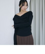 【ONかわ】タックドレープオフショルスラブカットTOPS
