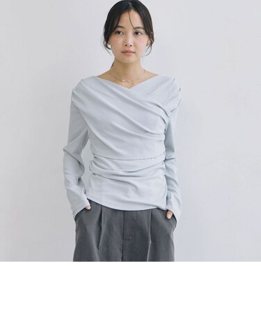 【ＯＮかわ】タックドレープオフショルスラブカットＴＯＰＳ