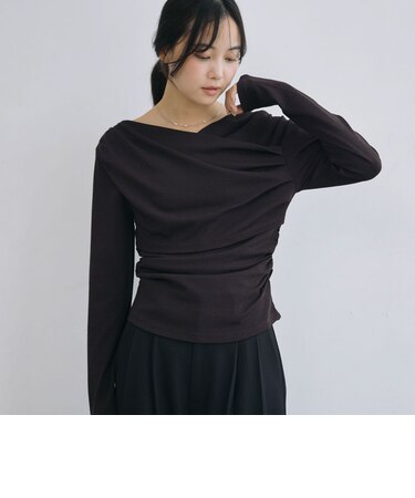 【ＯＮかわ】タックドレープオフショルスラブカットＴＯＰＳ